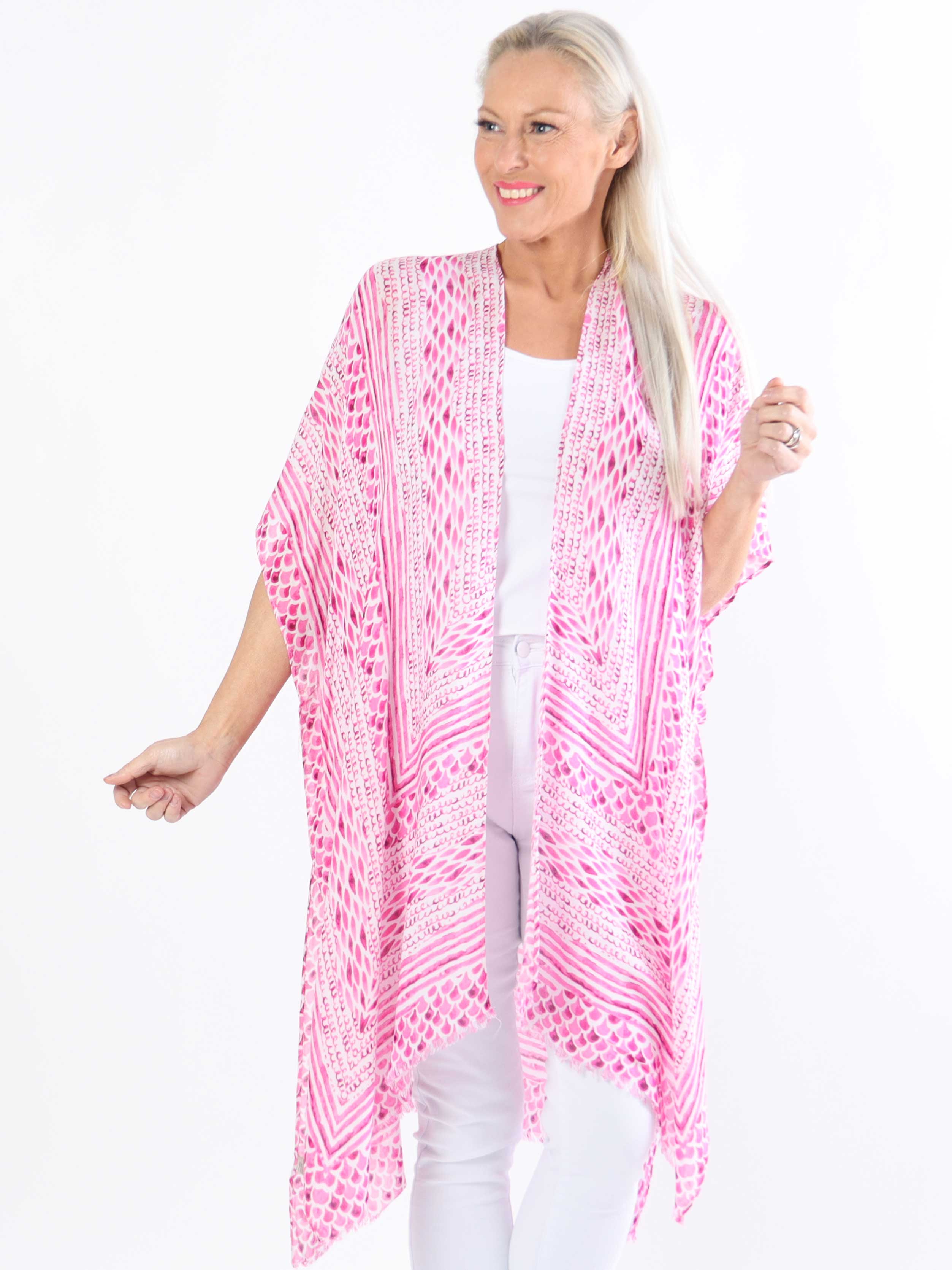 Alexandrine snake - Let og luftig plus size kimono i bomuld